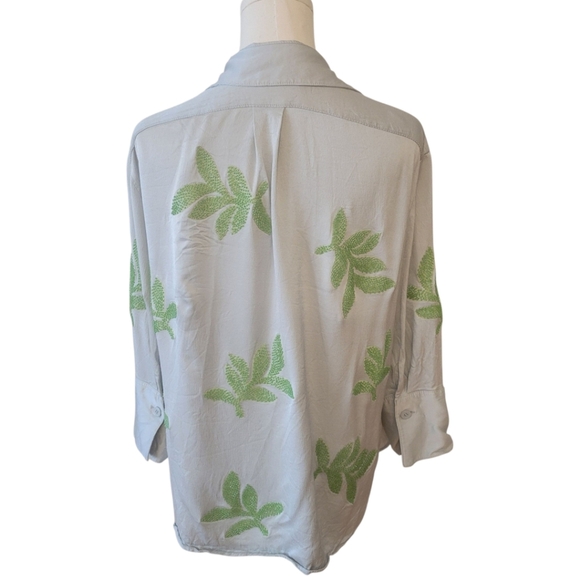 Zara Blue & Green Beaded Blouse Top Size XS - Picture 4 of 5